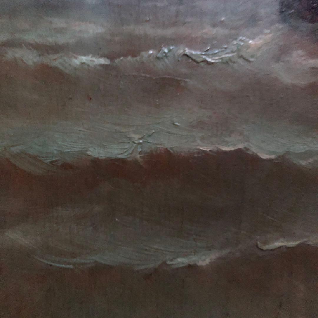 【美術品】18-19世紀フランス洋画「出帆」56×47cm サイン