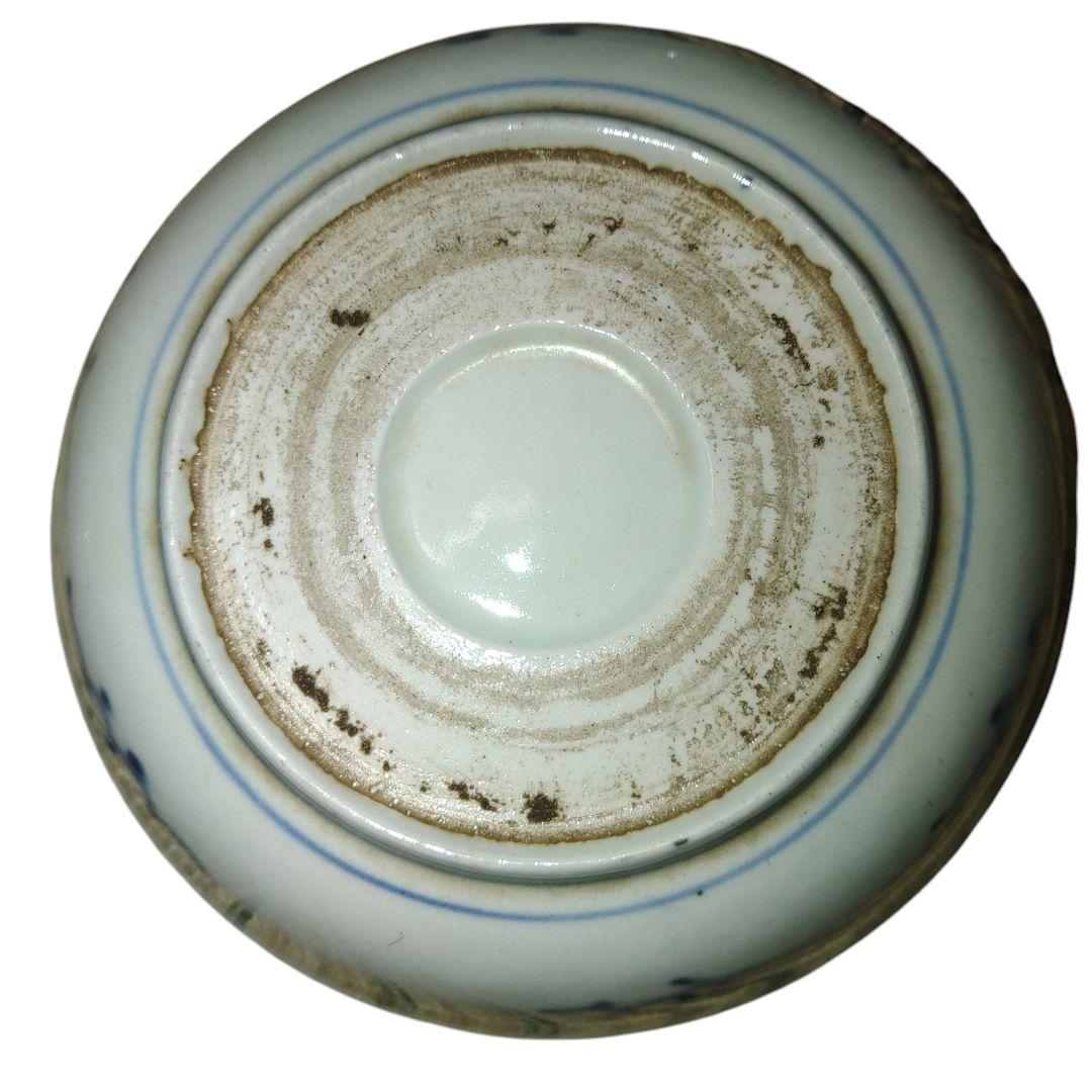 江戸後期　竹林の賢人染付膾皿　骨董品　惣菜　向付