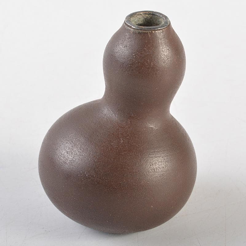 明治金工　古銅銀口　 葫蘆小瓶　線香炉　M　R5854