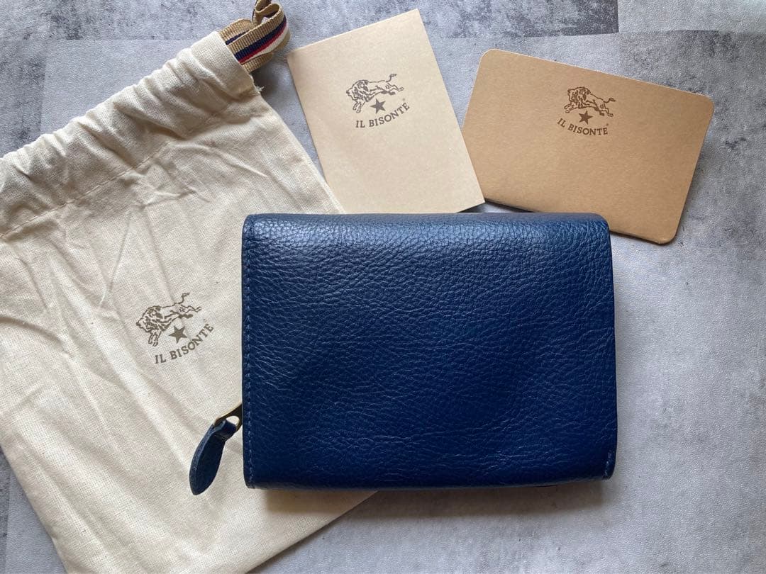 新品　イルビゾンテ　折りたたみ財布　ネイビー