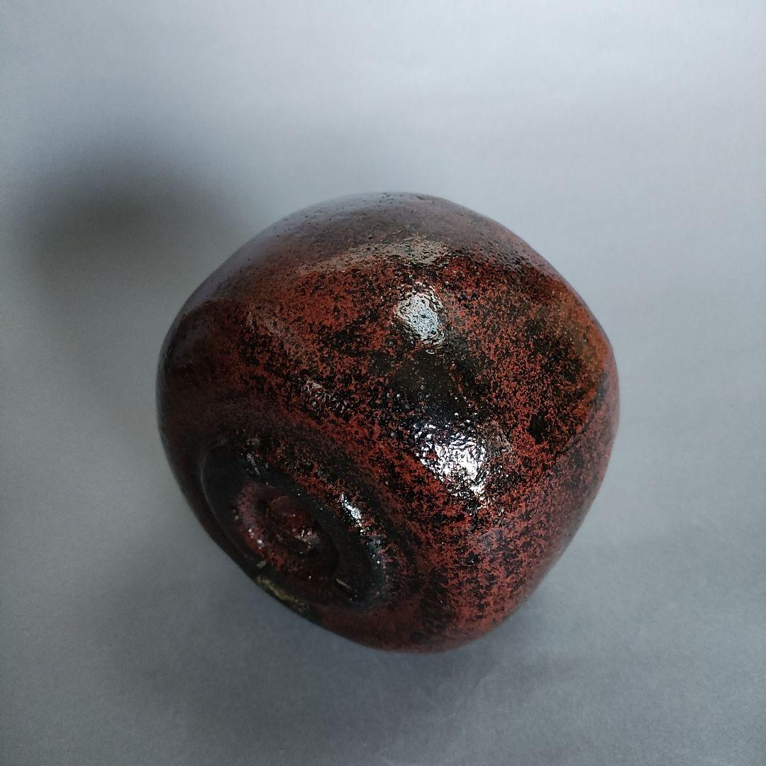 初代 檜垣崇楽　黒紅釉茶碗　楽茶碗　桂窯