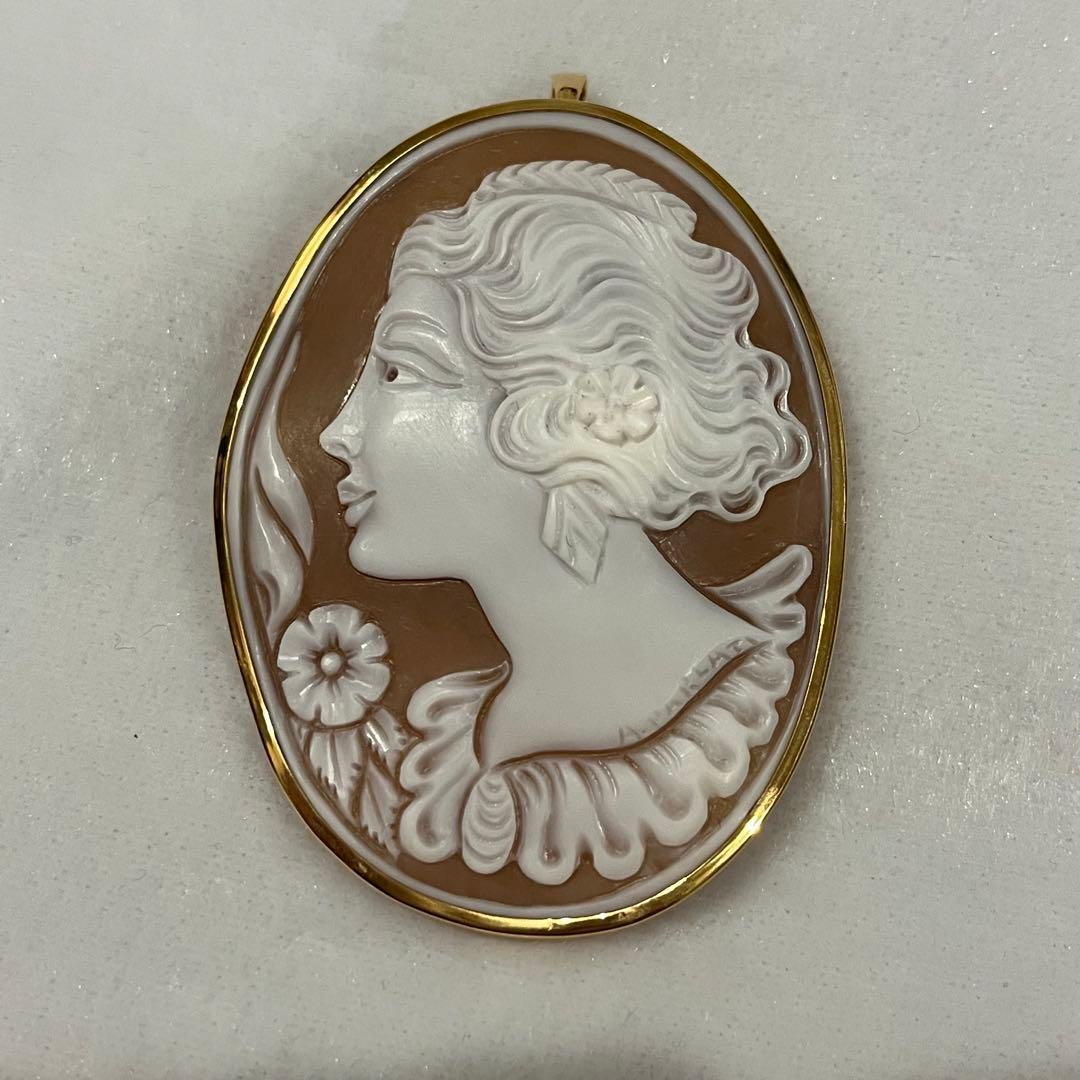k18 カメオ　ブローチ 兼トップ