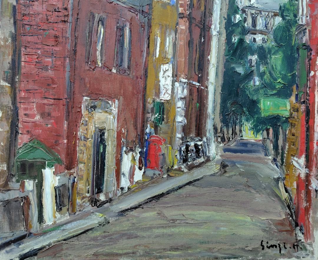 「丸の内路地」'61 F12 絵画 油彩画 油絵 風景画 アート