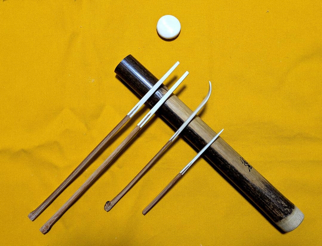 【閉店S.】本煤竹挟継茶杓・菓子箸・菓子切 ３点セット