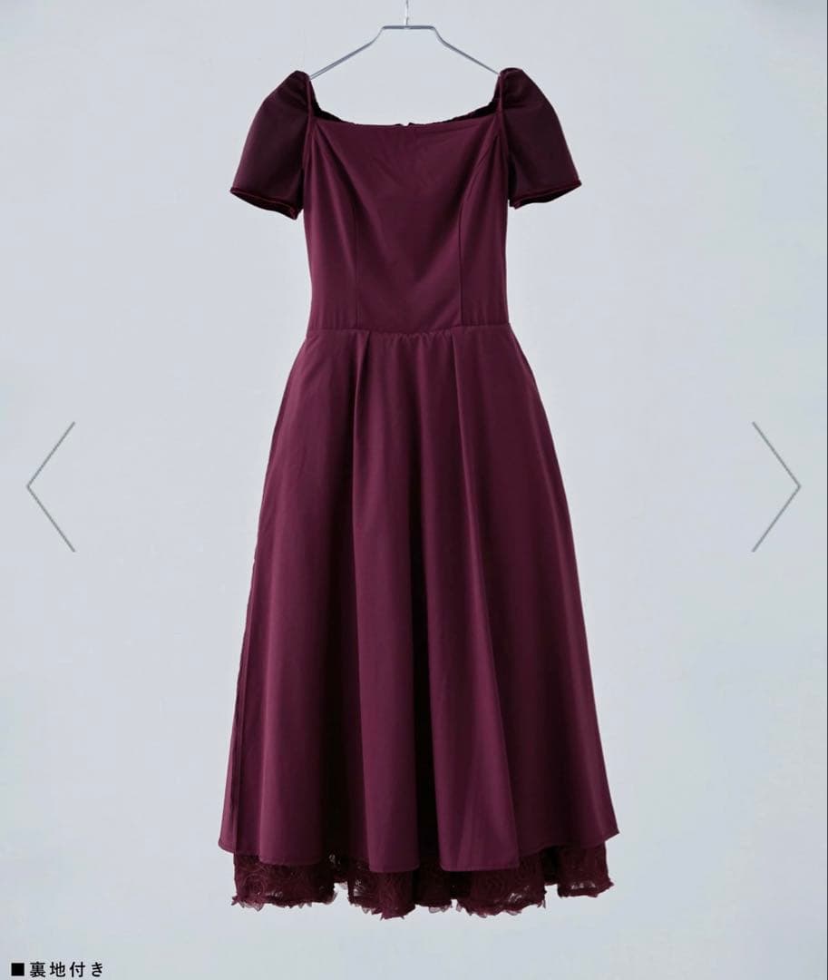 ベロアロゼットフレアドレス　etoll. バーガンディ