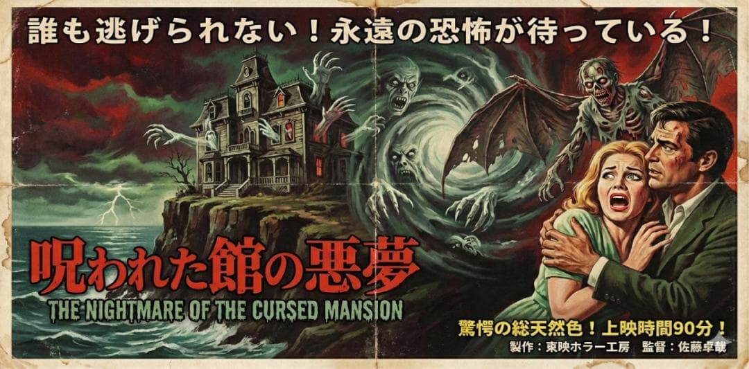 【生成AIデータ入稿OK】ホラー映画 ポスター風 看板 置物 雑貨 ライトBOX