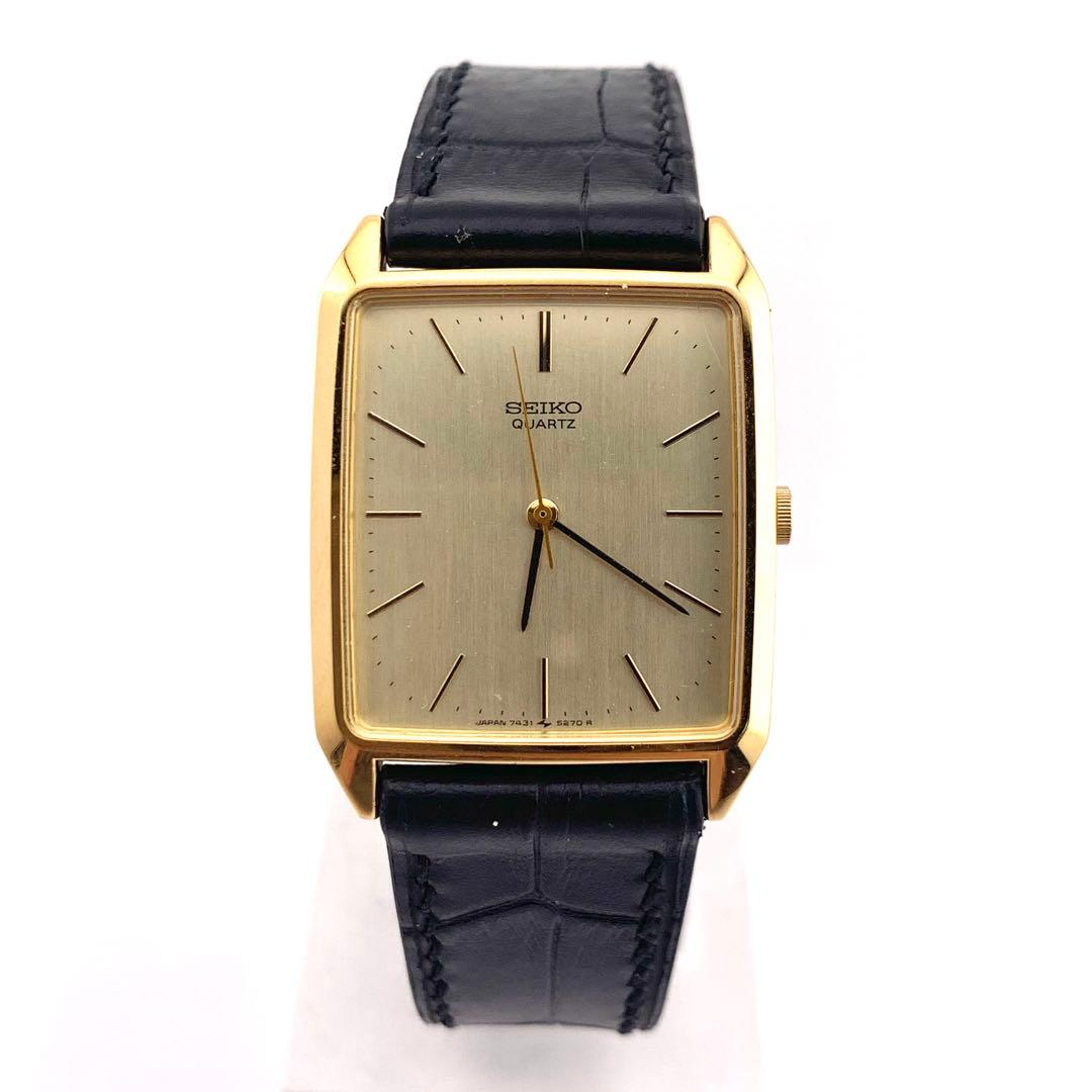 7-3691 SEIKO 7431-5210 クォーツ 腕時計 ゴールド/ブラッ