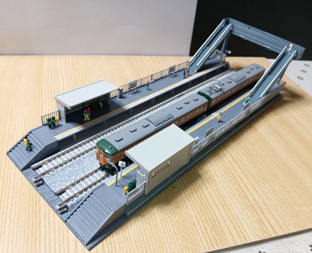 Nゲージ 対向式ホームセット（レール付き）ジオラマ ②