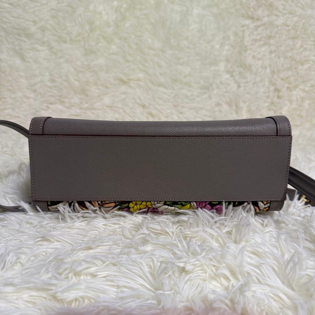 美品❕decobranche 花柄ショルダーバッグ グレー レザー