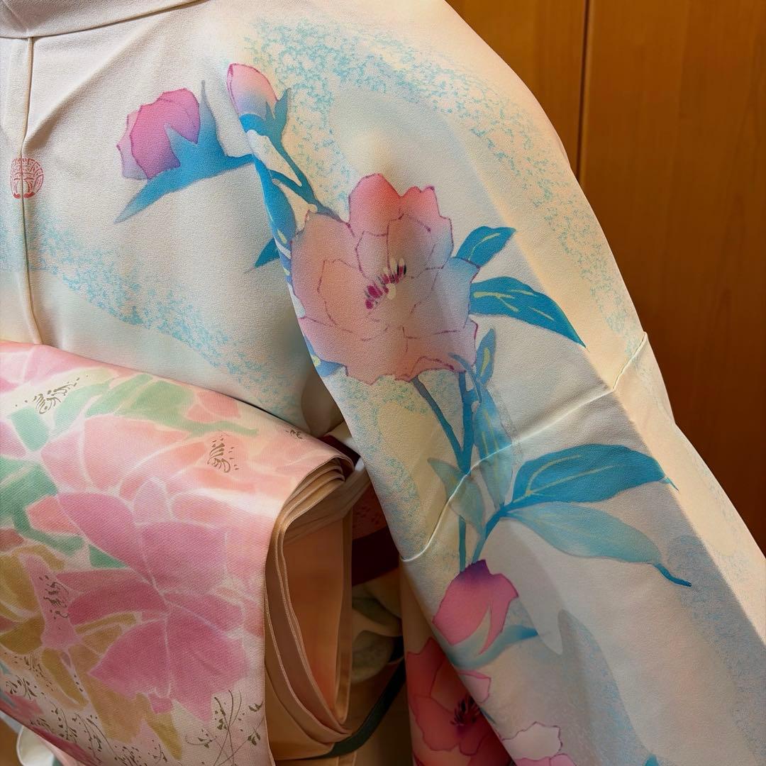 正絹訪問着と袋帯・帯締め・帯揚げ4点セット