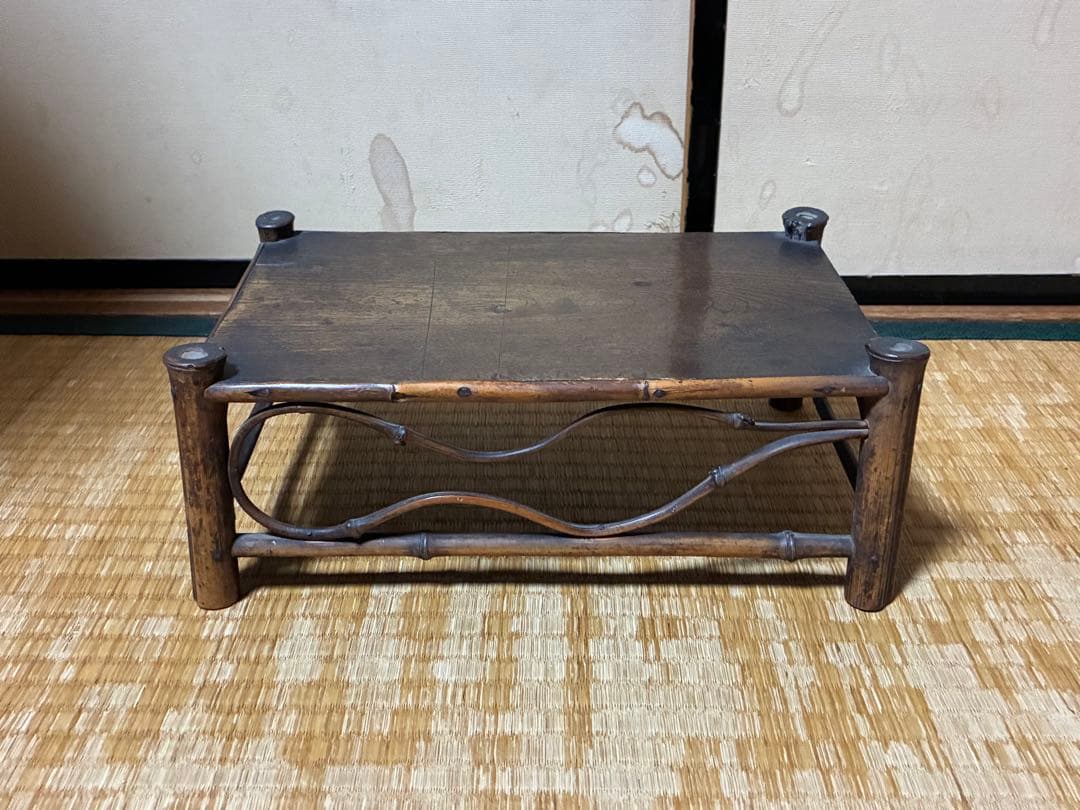 古竹 細工 四足 花台 架台 時代物