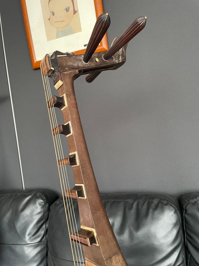 ②レア 筑前琵琶 四弦五柱 マンモス装飾 和楽器 弦楽器