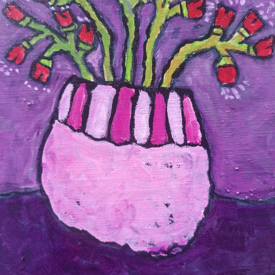 キャンバス油絵 　専用　ダンシングフラワー　渋華やかおしゃれアート