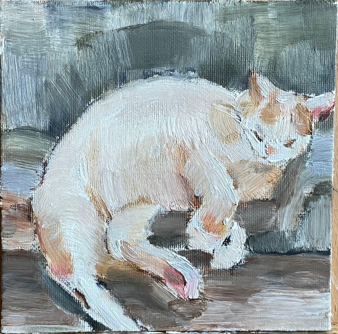 【絵画】横たわる猫