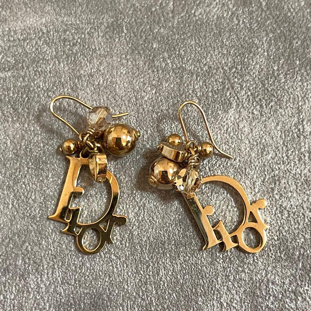 Dior フック ピアス クリスチャンディオール ヴィンテージ ロゴ ゴールド