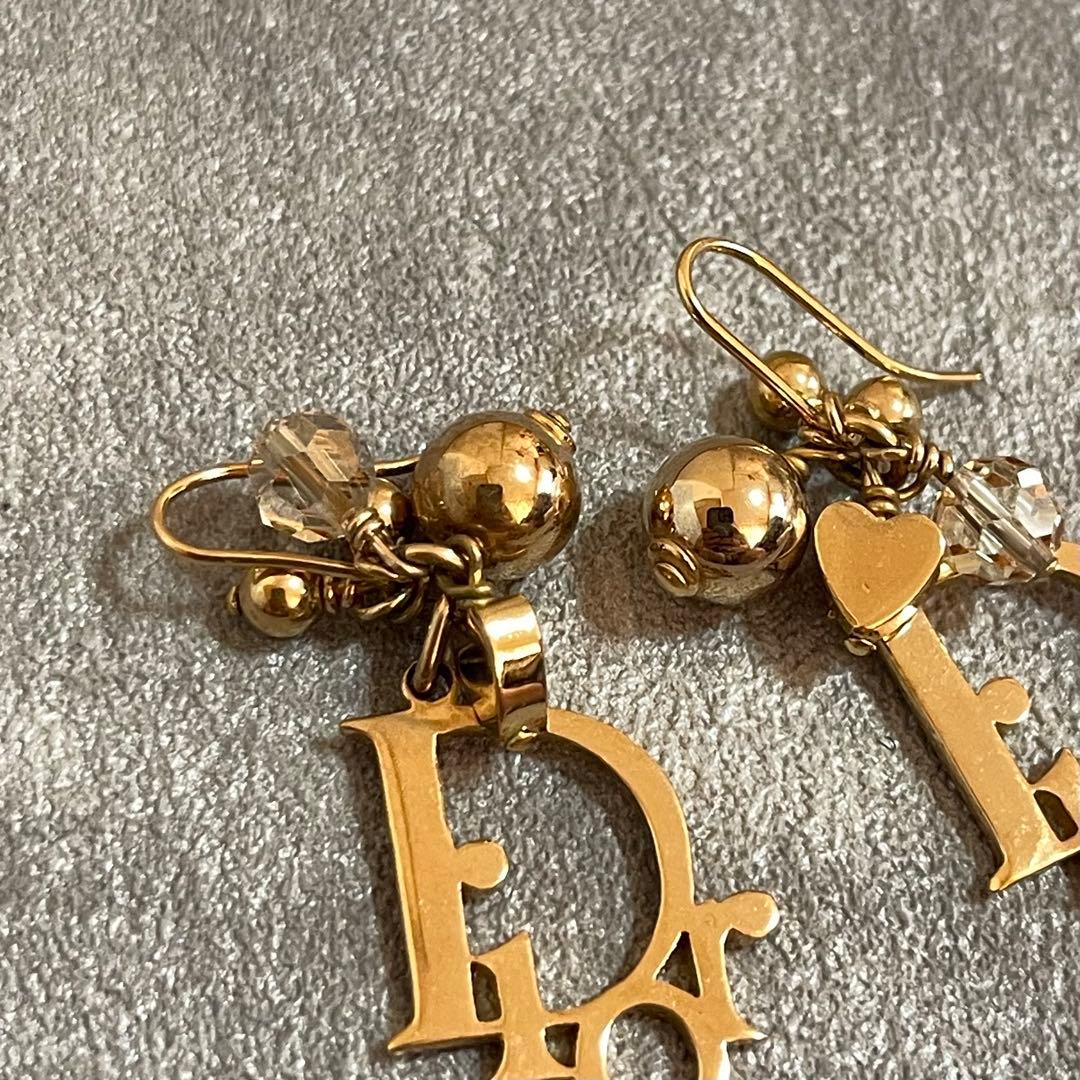 Dior フック ピアス クリスチャンディオール ヴィンテージ ロゴ ゴールド