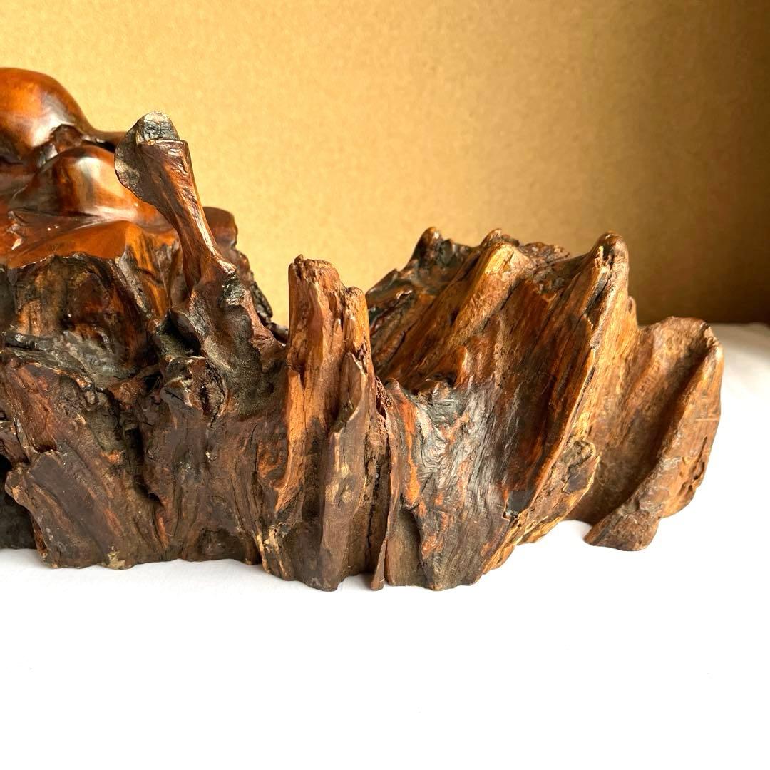 天然木　カエルの彫刻　流木　インテリア装飾　彫刻　美術品　骨董　幅60㎝　カエル