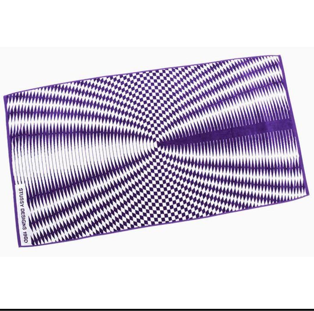 STUSSY バスタオル 幾何学模様　紫　ビーチタオル　海　タオル