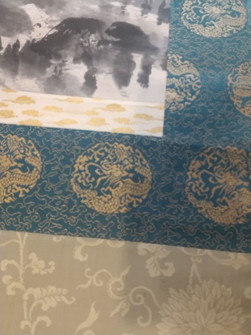 長条幅 頼山陽 山水「夏山深翠図」 掛け軸 超大幅 二重箱