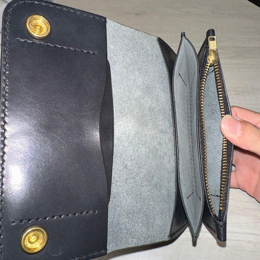 ミドル トラッカーウォレット カスタム 栃木レザー サドルレザー 黒 真鍮