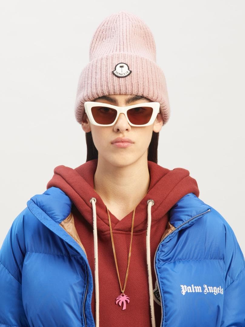 ピンク　MONCLER PALM ANGELS　ニットキャップ　モンクレール
