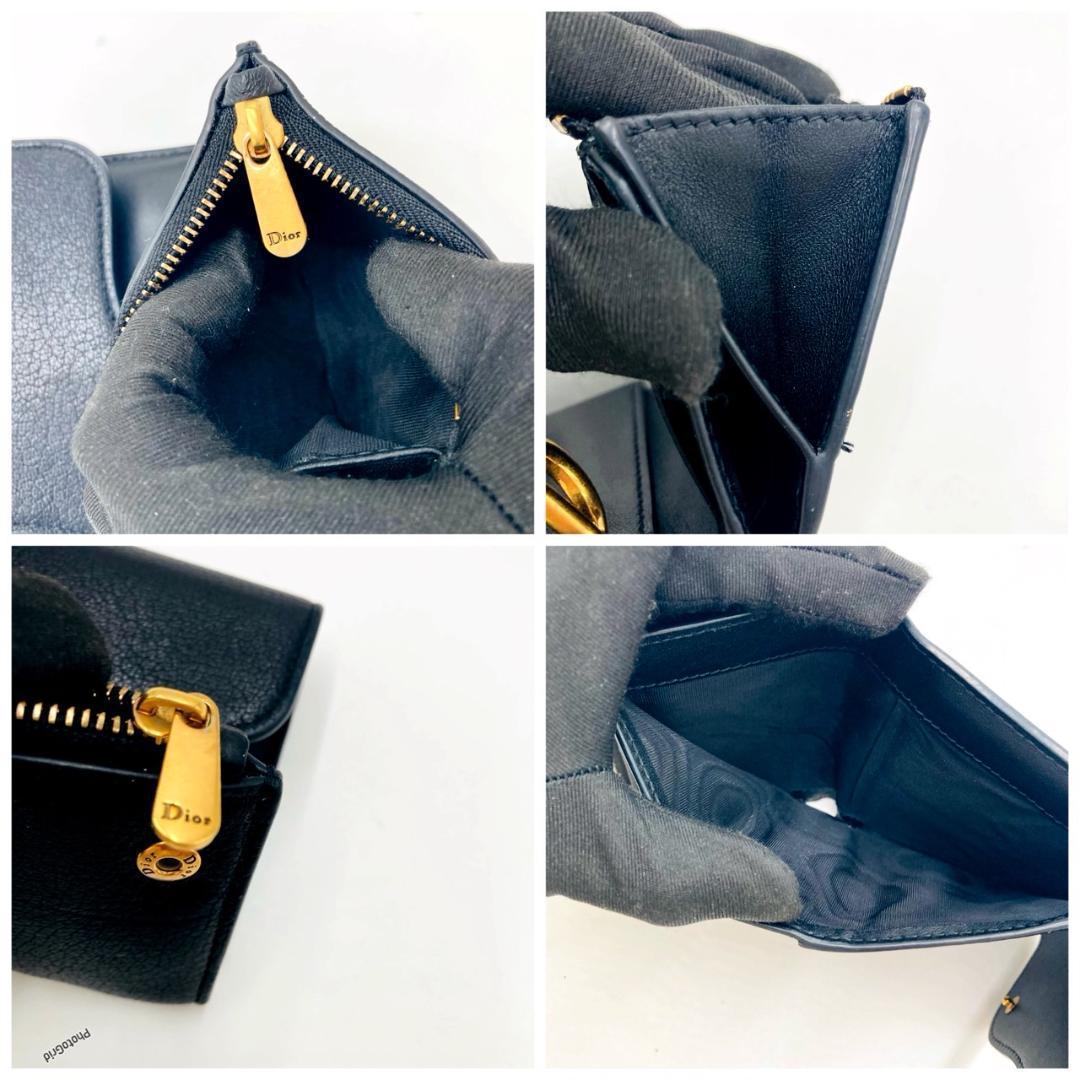 Dior ディオール　ロータスウォレット　折財布　サドル　ブラック　⑥