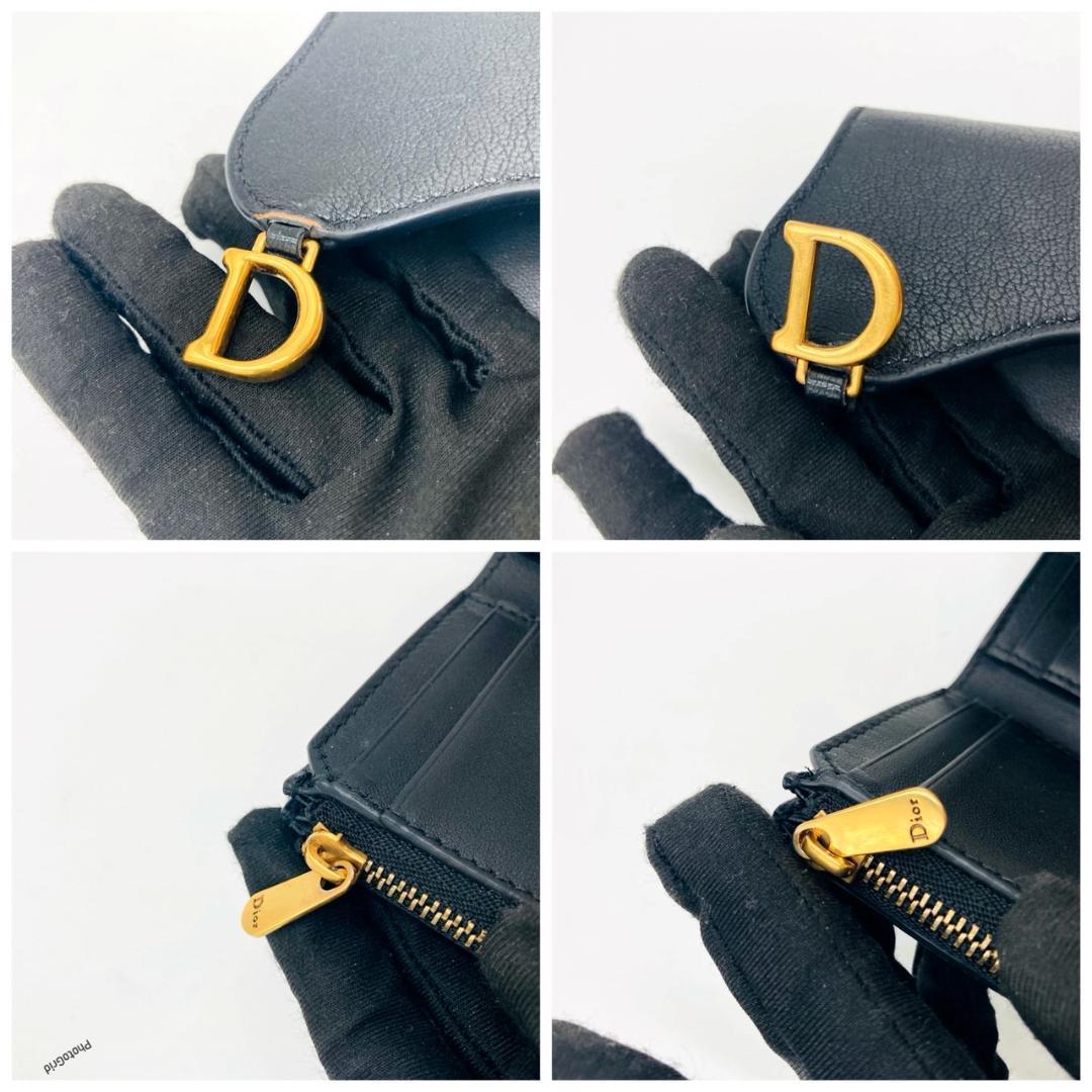 Dior ディオール　ロータスウォレット　折財布　サドル　ブラック　⑥