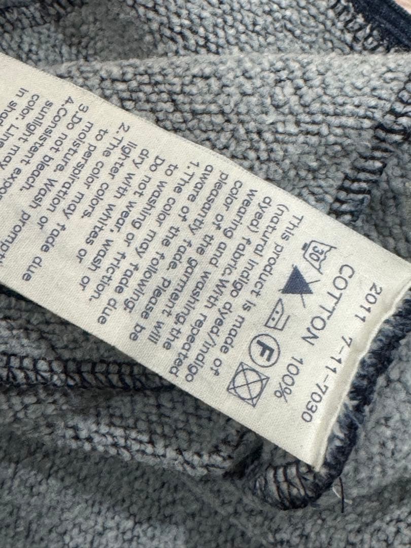 45Rインディゴ染フード付き Vネックパーカーサイズ3