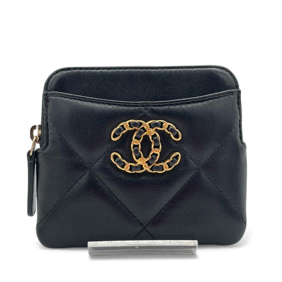 【未使用】シャネル シャネル19 マトラッセ カードケース ブラック