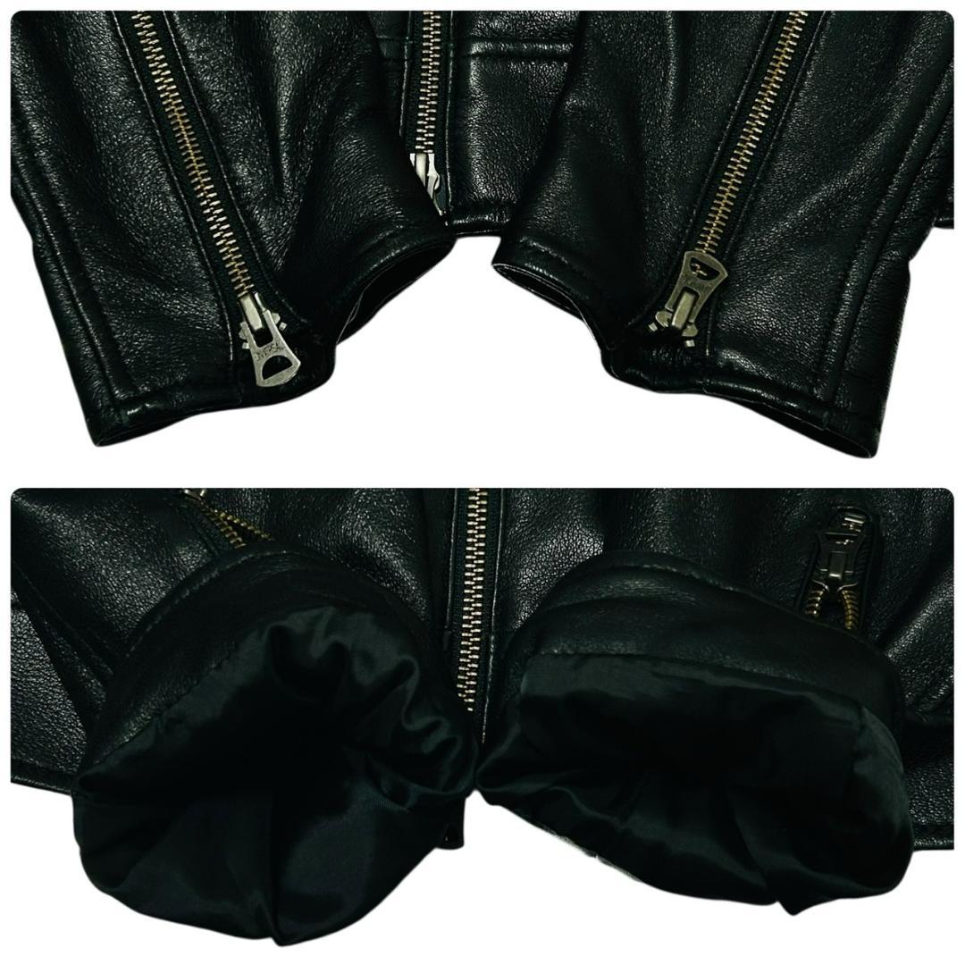 美品 ナノユニバース 羊革 シングルライダースジャケット 黒 柔らかラムレザー