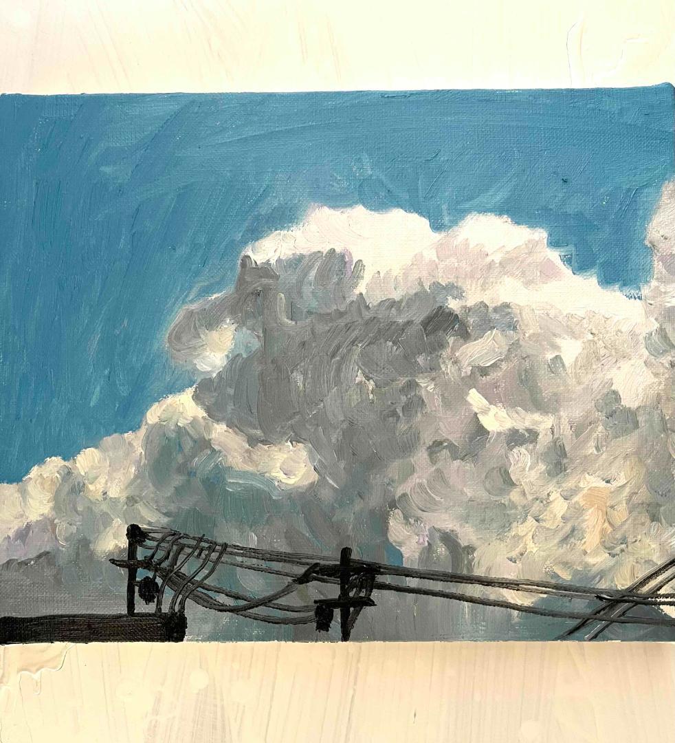 油彩画　原画「近所の風景　その2」アート　絵画 22×27㎝ F3　キャンバス