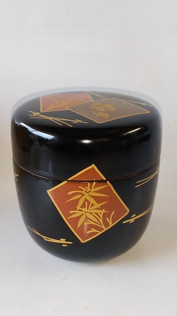 越前蒔絵師 宮田宗景 作 色紙蒔絵 中棗 共箱 漆器 漆芸 茶道具 新品 未使用