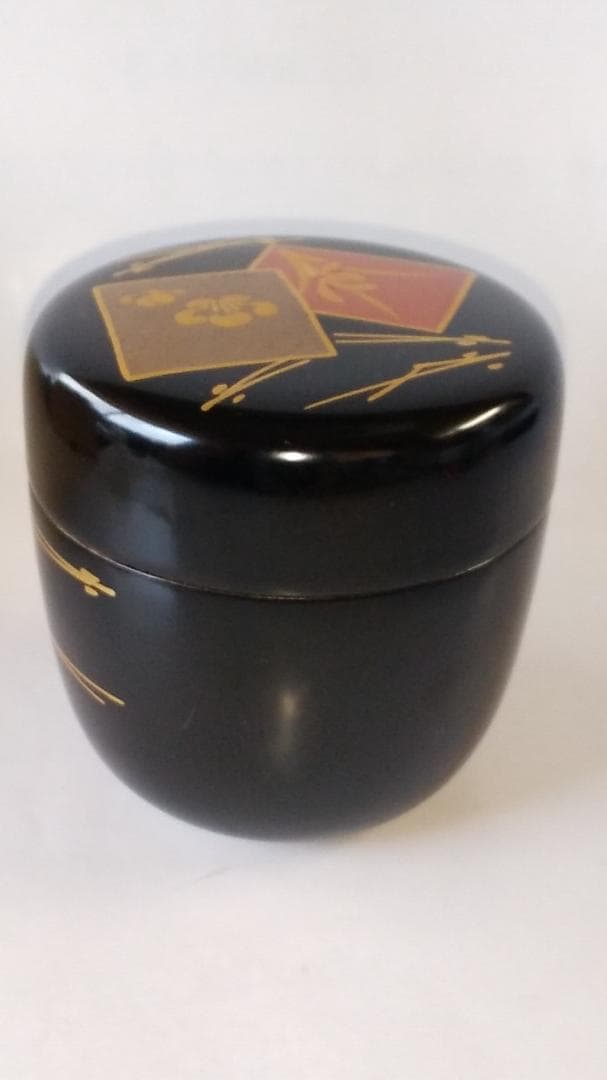 越前蒔絵師 宮田宗景 作 色紙蒔絵 中棗 共箱 漆器 漆芸 茶道具 新品 未使用