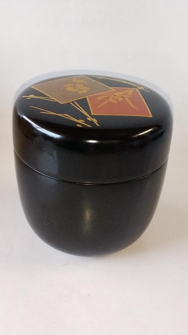 越前蒔絵師 宮田宗景 作 色紙蒔絵 中棗 共箱 漆器 漆芸 茶道具 新品 未使用