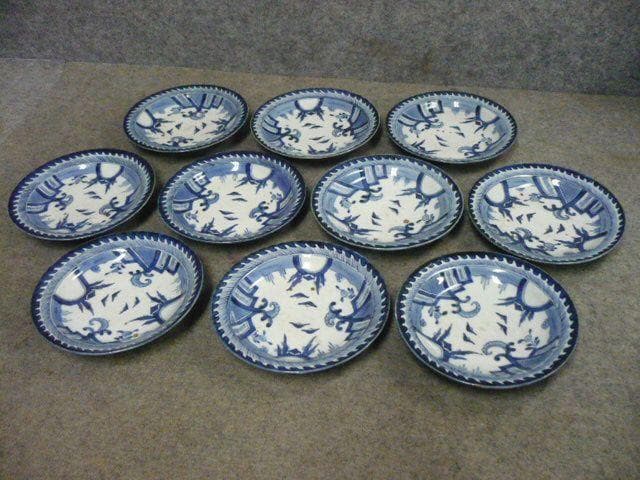 伊万里 風景図 染付 中皿 10枚 [B31363]