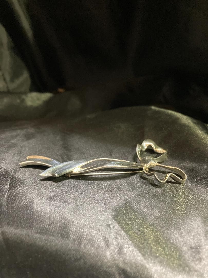 オールドティファニー リボンボウ ラージ ブローチ シルバー 925