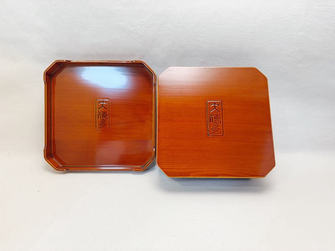 未使用 懐石道具 聡春作 飛騨春慶塗 大徳寺 縁高重箱 五客揃 刻印有 元箱