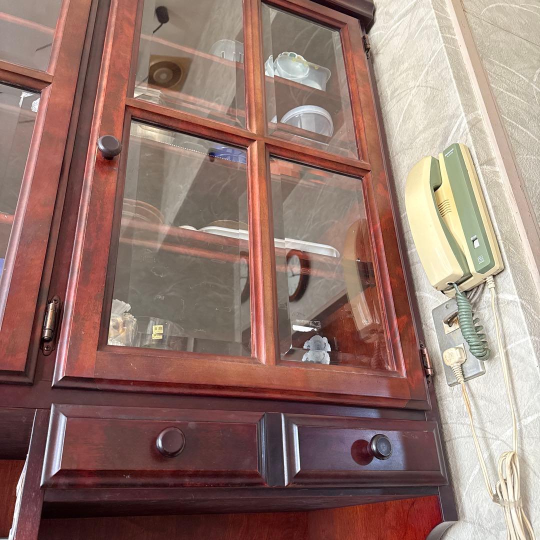 木製ガラス扉キャビネット 大型＊アンティーク
