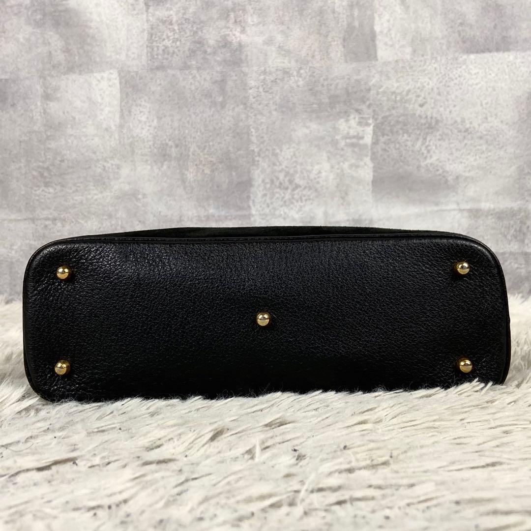 美品 オールドグッチ 2way スエード レザー バンブー 斜め掛け ブラック