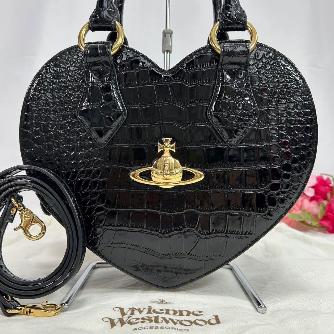 【未使用級】ヴィヴィアンウエストウッド オーブ 2way バッグ ハート クロコ