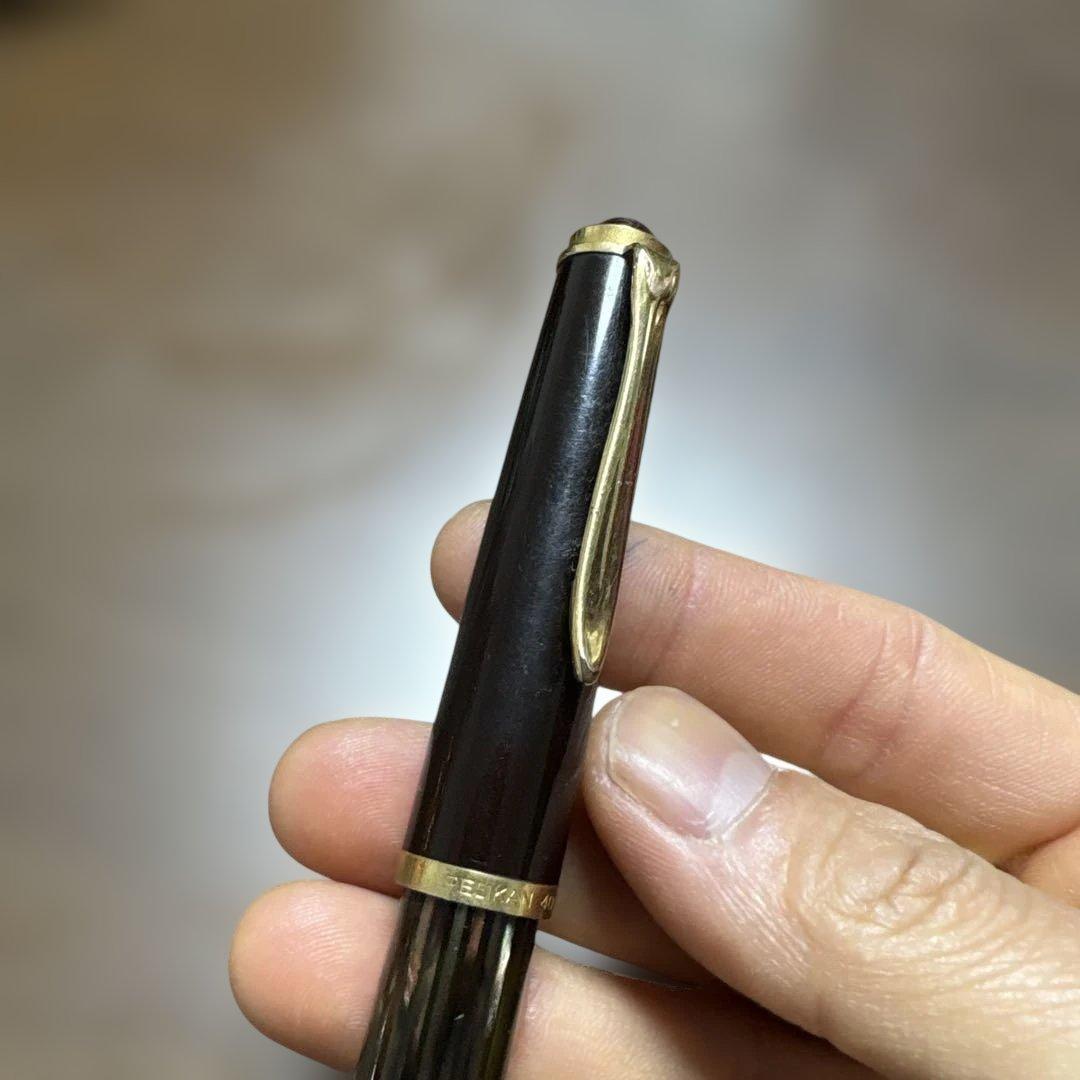 ペリカン400NN M&K 茶縞 万年筆 14C 字幅EF（極細字）　14K