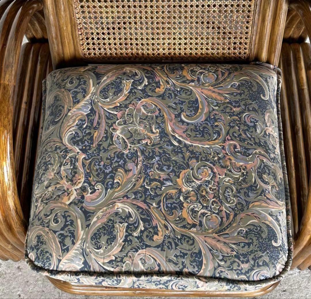 ꧁オールドラタン꧂カフェ風✦レトロラタン大型アームチェア　1人掛けソファー