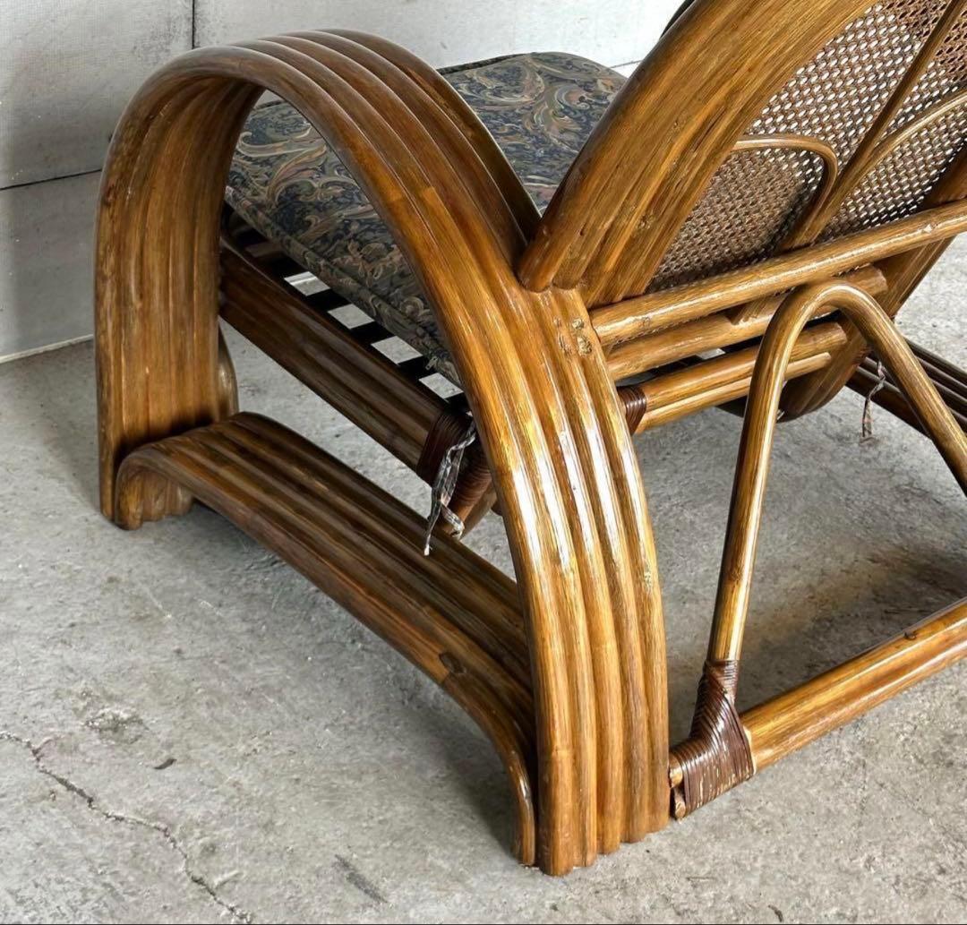 ꧁オールドラタン꧂カフェ風✦レトロラタン大型アームチェア　1人掛けソファー