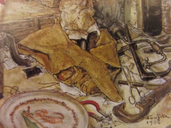 藤田嗣治、「《Je reviens de suite》」、希少画集の額装画