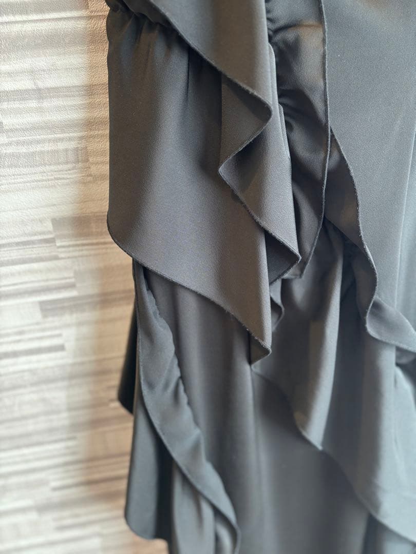 LAGUNAMOON シアートップス付 フリルキャミドレス M ブラック