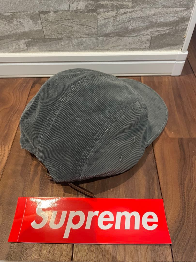 Supreme グレー コーデュロイキャップ