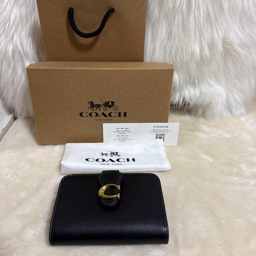COACH ブラックレザー 二つ折り財布