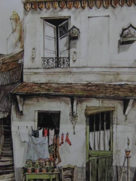 藤田嗣治、【パリのアルソンヴァル通り】、希少画集画、新品高級額・額装付