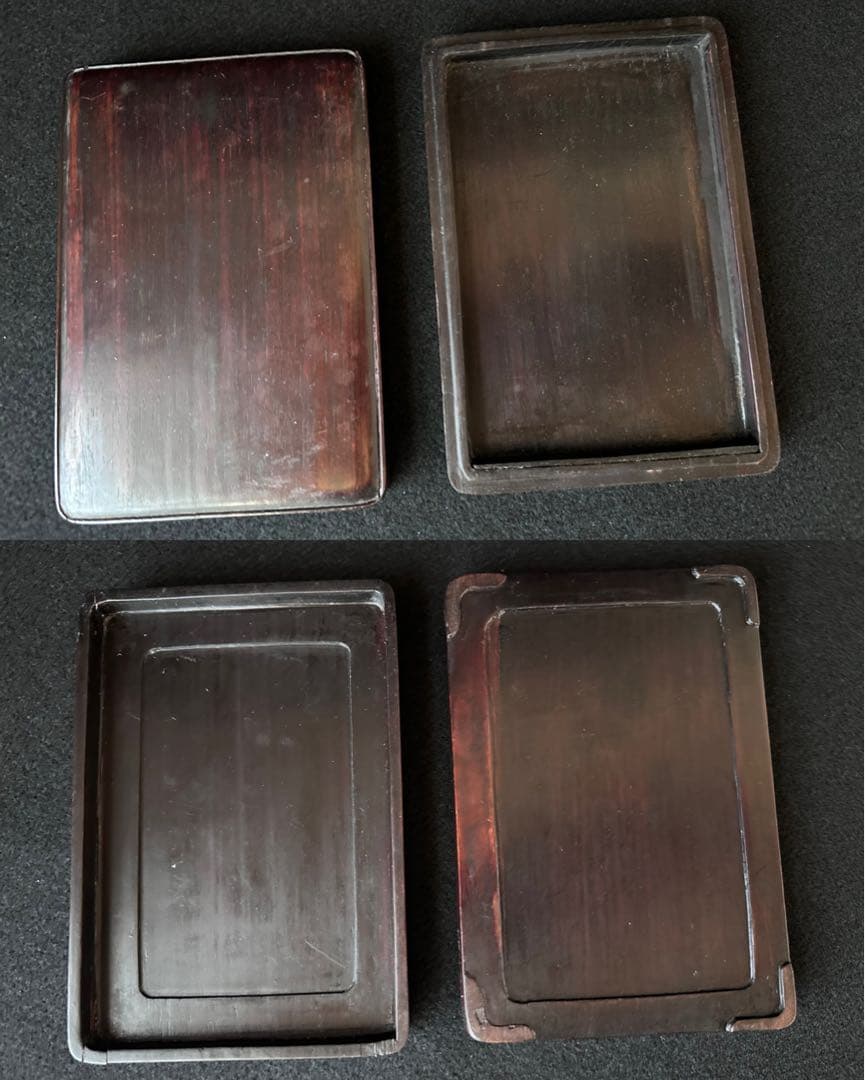 中国美術　端渓龍紋硯 重さ421g 唐木箱　書道具 文房具 細工 古美術