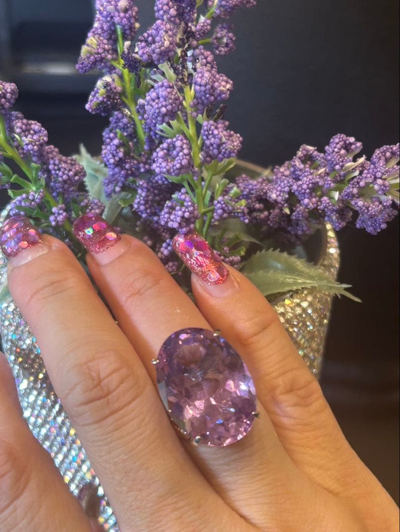 コ*ン様 天然石アメシスト特大リング13号限定サイズ